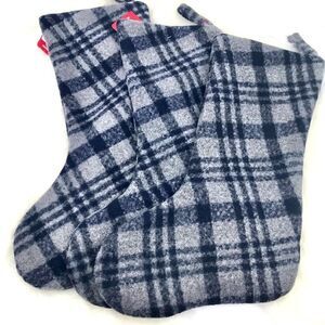 Christmas Stockings Blue Gray Plaid - Set of Three